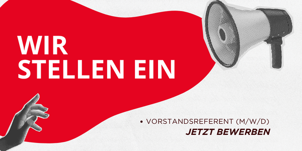 Aufruf, sich auf die Position des Vorstandsrefrenten zu bewerben.